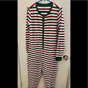 Old Navy XL Tall Ladies Red, White & Green Striped Thermal Pajamas with cuffs